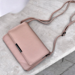 Veronica skuldertaske med klap - Selskabstaske - præget kalveskind - Leather design - Freja skind