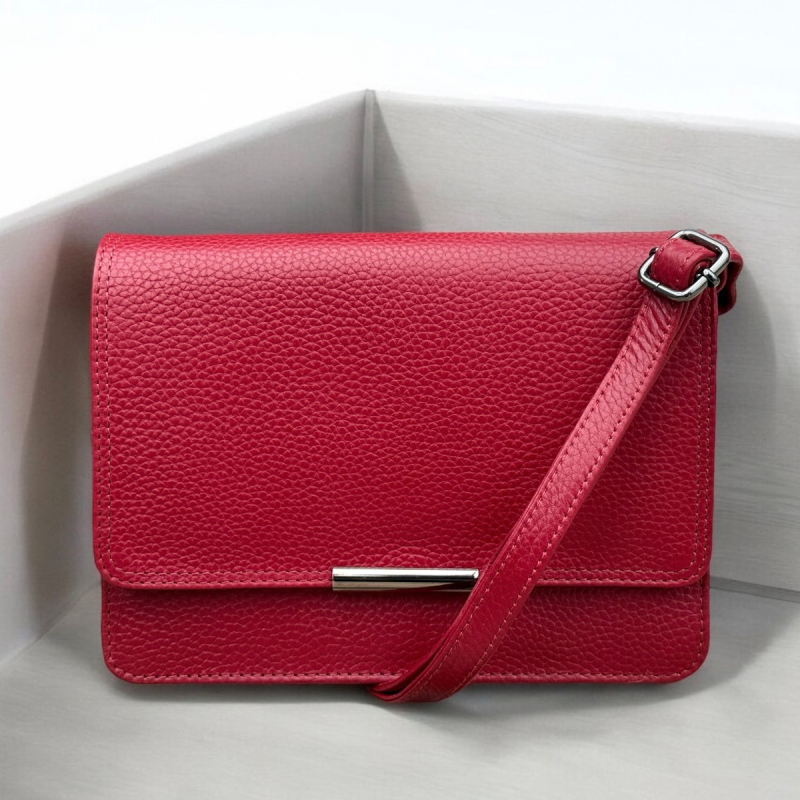 Veronica skuldertaske med klap - Selskabstaske - præget kalveskind - Leather design - Freja skind