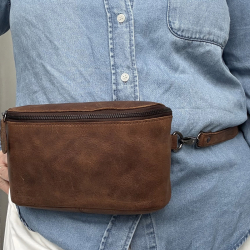 Peru bæltetaske i brun bøffelskind - Leather design - Freja skind