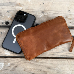 Hilda pengepung i patineret cognac bøffellæder - Montana - 162210 - Freja skind