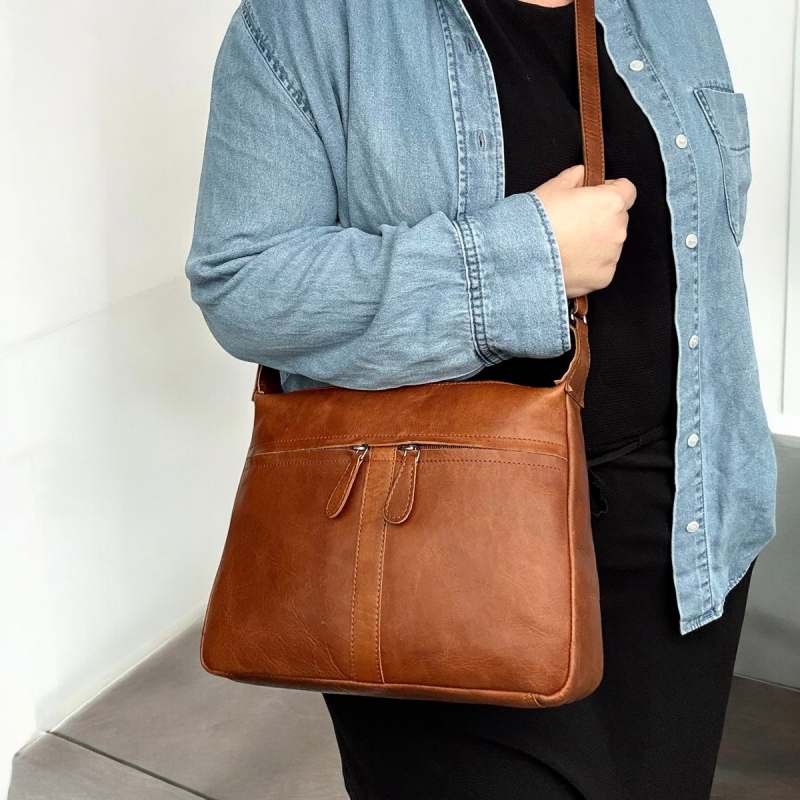 May skuldertaske - Cognac bøffel - UR  1091