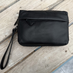 Urlaub håndledstaske herre - Blød sort skind - Freja skind