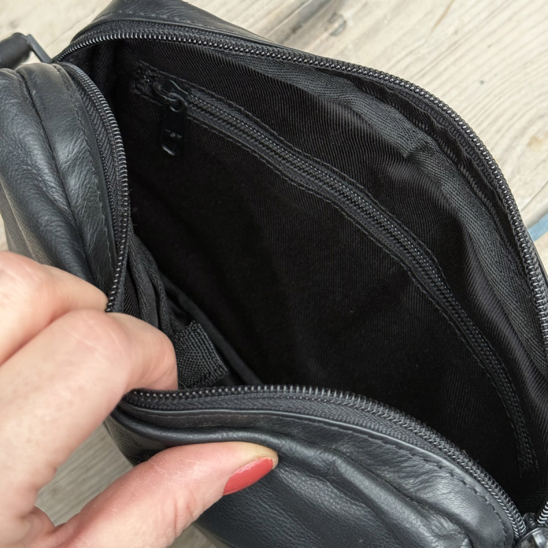 Urlaub håndledstaske herre - Blød sort skind - Freja skind
