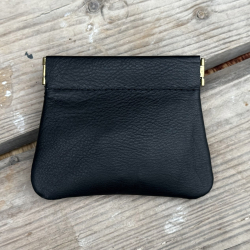 sort Thomsen klemmepung med lynlåslomme  - 1192 Leather design