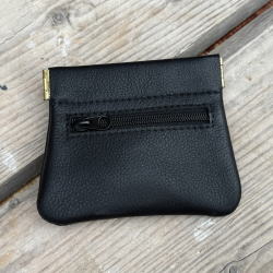 sort Thomsen klemmepung med lynlåslomme  - 1192 Leather design