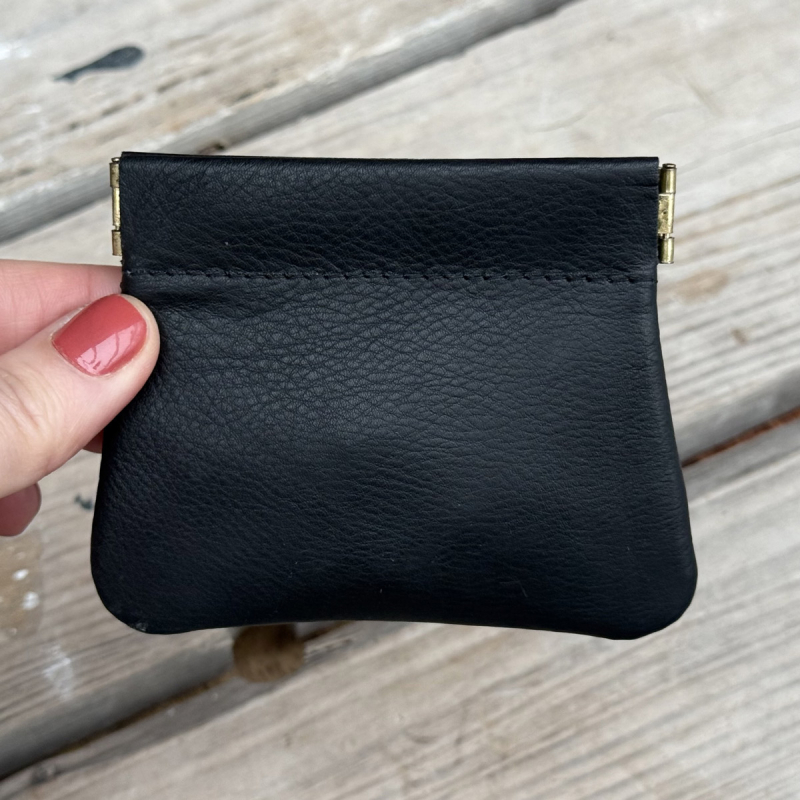 Thomsen klämplånbok med dragkedjefack – mjukt svart kalvskinn – Leather Design