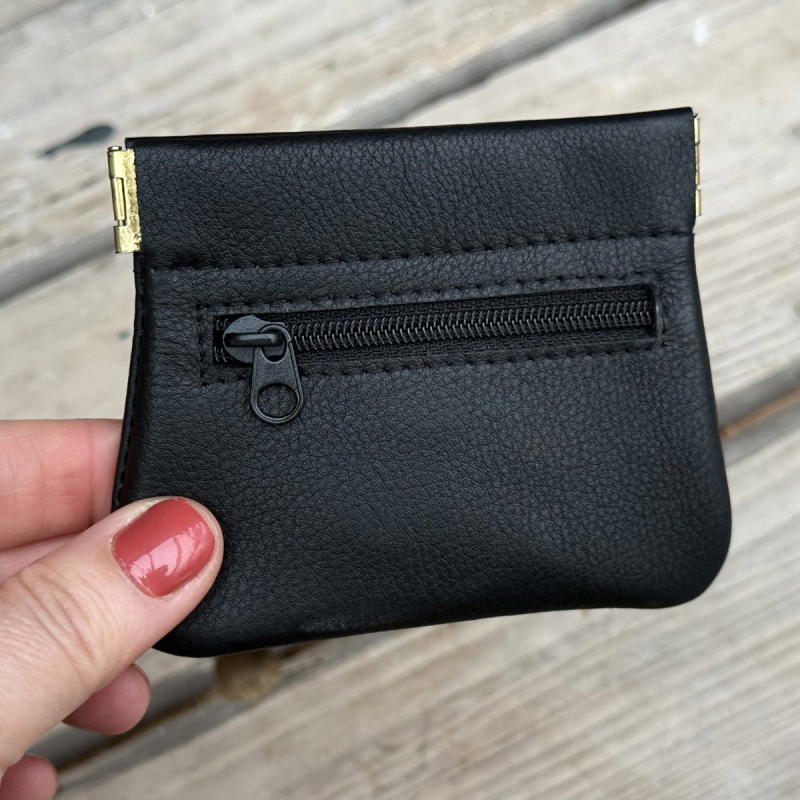 Thomsen klämplånbok med dragkedjefack – mjukt svart kalvskinn – Leather Design