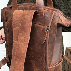 Manhattan rygsæk - Hunter brun læder - Unisex - Leather design  - Freja skind