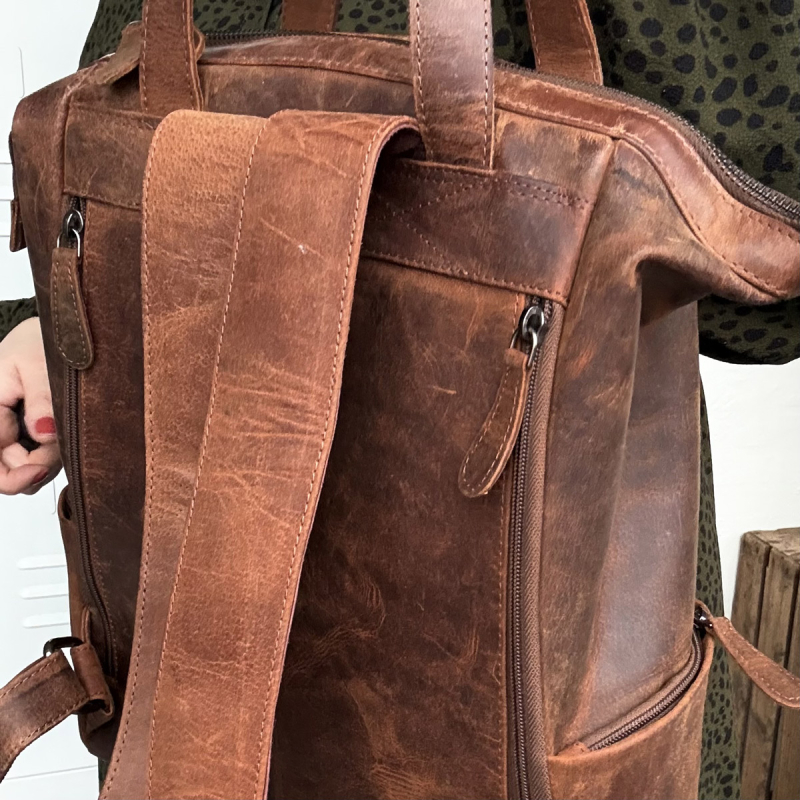 Manhattan rygsæk - Hunter brun læder - Unisex - Leather design  - Freja skind