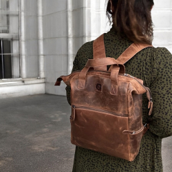 Manhattan rygsæk - Hunter brun læder - Unisex - Leather design  - Freja skind