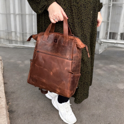 Manhattan rygsæk - Hunter brun læder - Unisex - Leather design  - Freja skind