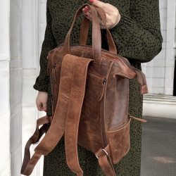 Manhattan rygsæk - Hunter brun læder - Unisex - Leather design  - Freja skind