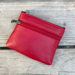 Rød Sanne skindpung med nøglering - Freja skind