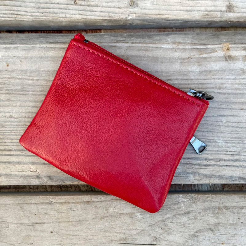 Rød Sanne skindpung med nøglering - Freja skind