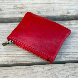 Rød Sanne skindpung med nøglering - Freja skind