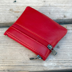 Rød Sanne skindpung med nøglering - Freja skind