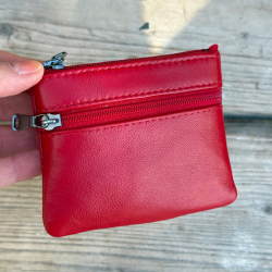 Rød Sanne skindpung med nøglering - Freja skind