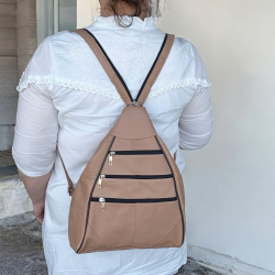 Pudder farvet rygsæk i blød lammeskind - Freja skind