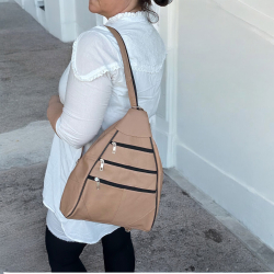 Pudder farvet rygsæk i blød lammeskind - Freja skind