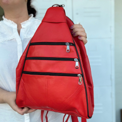 Rød skindrygsæk - Blød lammeskind - Freja skind