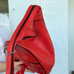 Rød skindrygsæk - Blød lammeskind - Freja skind