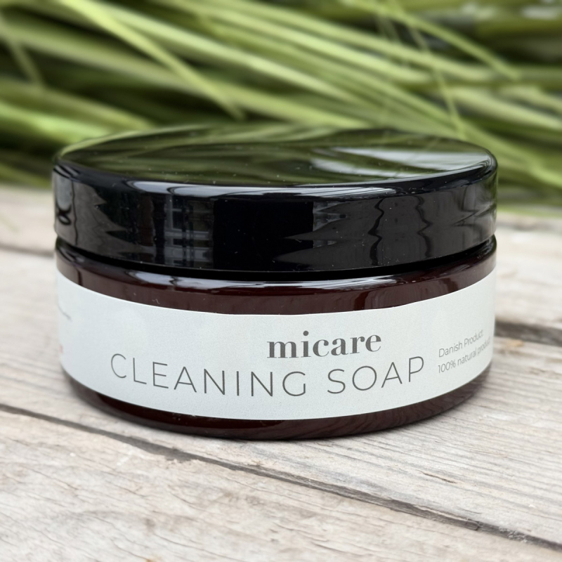 Rensesæbe - cleaningsoap fra danske Micare - læder og skindrens - dansk naturprodukt - Freja skind
