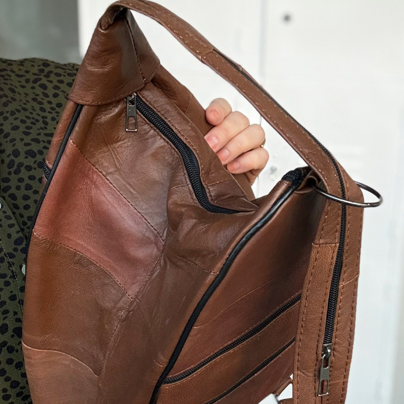 mørk cognac rygæsk  i blød lammeskind - Freja skind