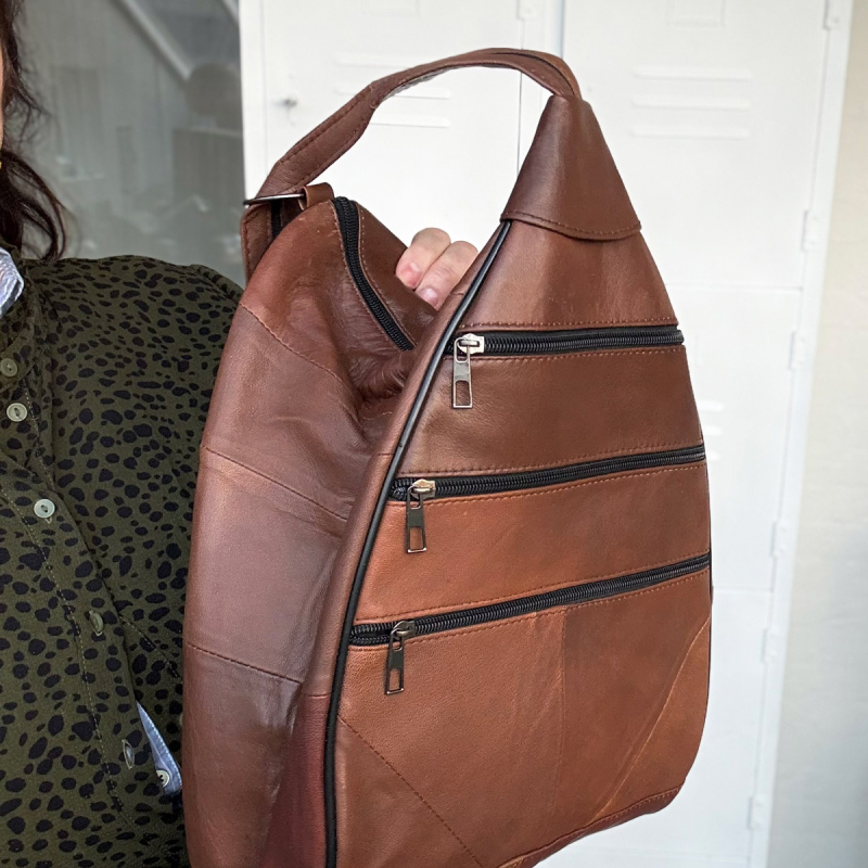 mørk cognac rygæsk  i blød lammeskind - Freja skind