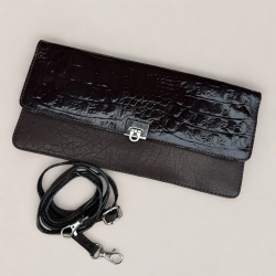 Dynasty selskabstaske i brun crocopræget kalveskind