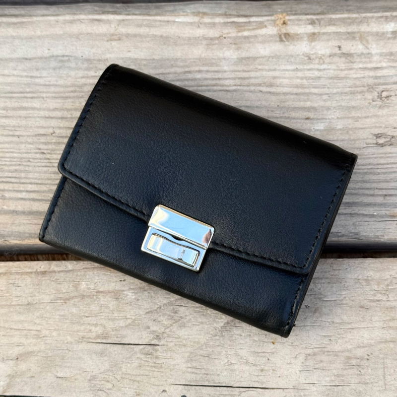 Sort Dineros pengepung i sort kalveskind - Leather design