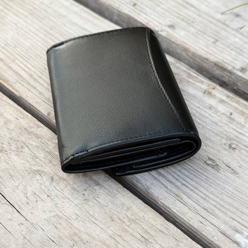 Sort Dineros pengepung i sort kalveskind - Leather design