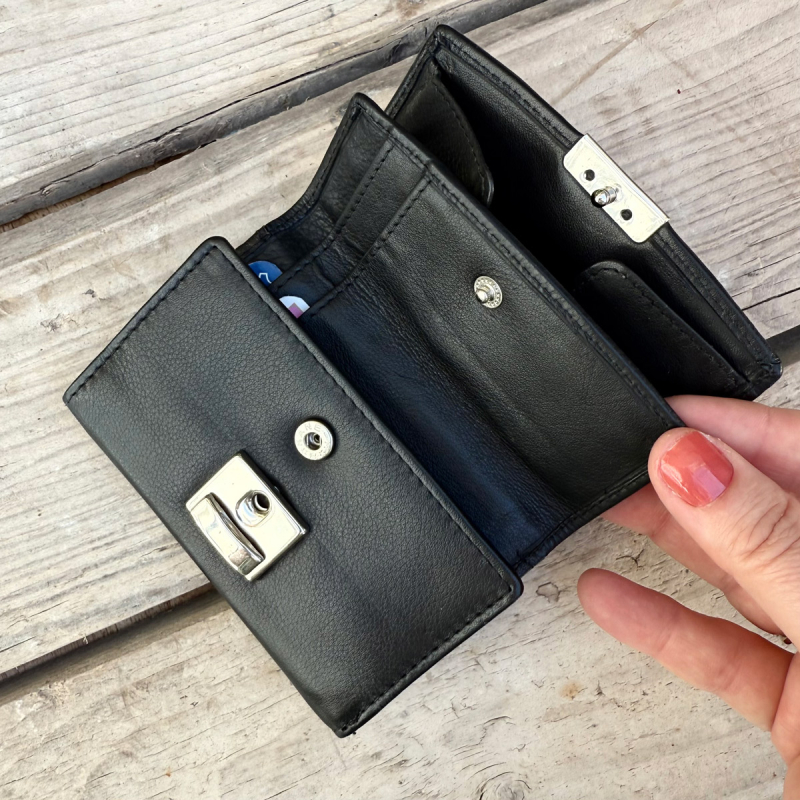 Sort Dineros pengepung i sort kalveskind - Leather design