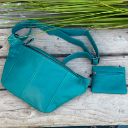 Turkis Sanne bumbag - Blød lammeskind - Freja skind