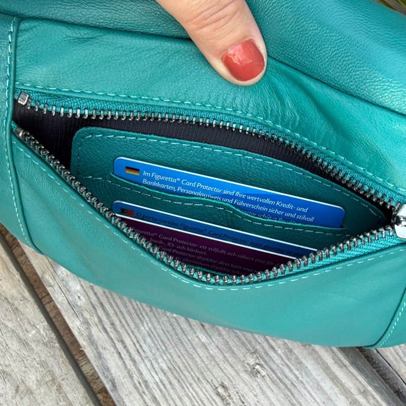 Turkis Sanne bumbag - Blød lammeskind - Freja skind