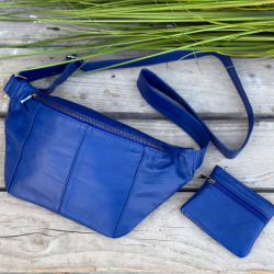 Blå Sanne bumbag fra Freja skind - Blød lammeskind