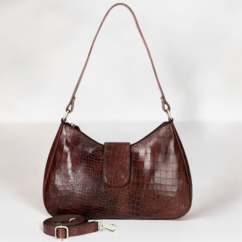 Gladys axelväska i croco look från Leather Design