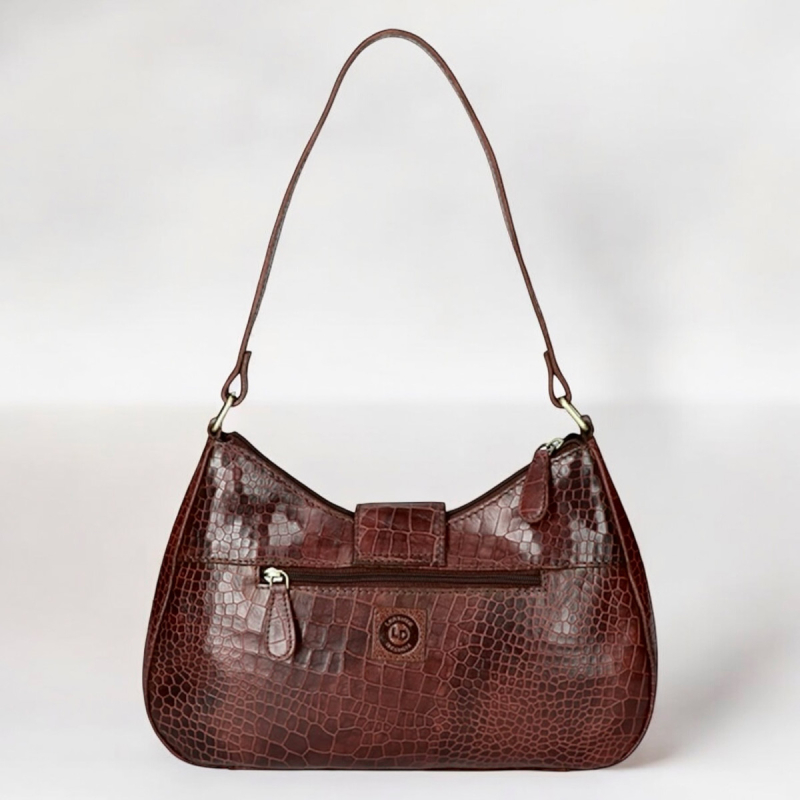Gladys skuldertaske i croco præget skind - To remme - UR 1216 Leather design