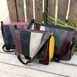 Lissy multicolor taske i blød lammeskind - Ikke to er ens - Best of the rest kollektionen - Freja skind