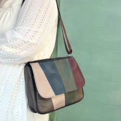 Lissy multicolor taske i blød lammeskind - Ikke to er ens - Best of the rest kollektionen - Freja skind