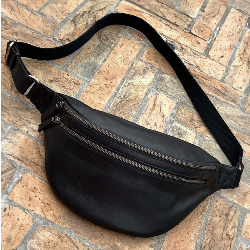 sort Mandello bumbag - kalvelæder - Montana - Freja skind