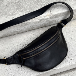 sort Mandello bumbag - kalvelæder - Montana - Freja skind