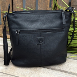 Louise skuldertaske i blød sort bøffel - Leather design - Freja skind