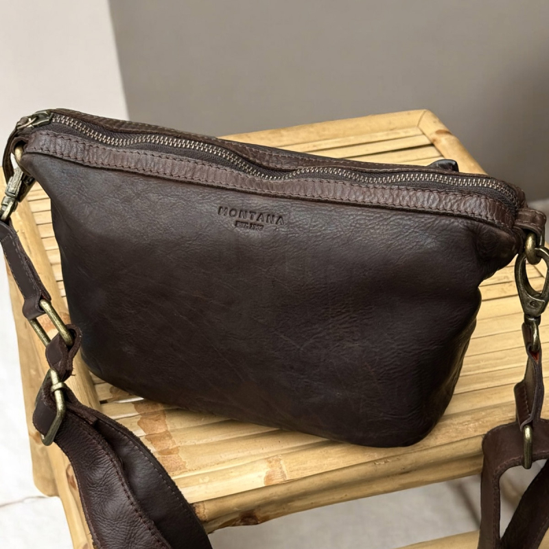 Brun Vona crossbody taske fra Montana - Blød bøffellæder