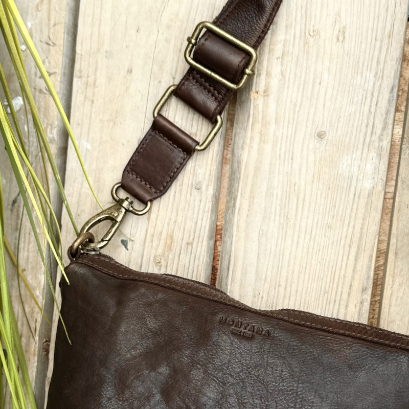 Brun Vona crossbody taske fra Montana - Blød bøffellæder