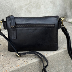 Bellano crossbody taske i sort bøffellæder - Montana - Freja skind