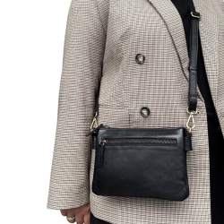 Bellano crossbody taske i sort bøffellæder - Montana - Freja skind