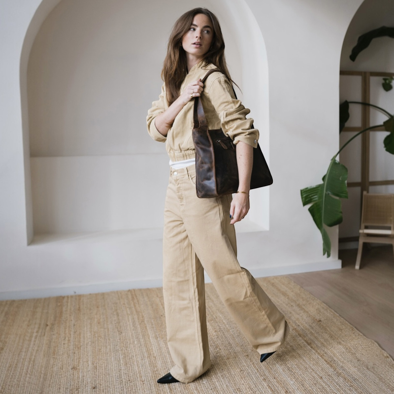 Hunter brun Elly shopper fra Leather design - Freja skind