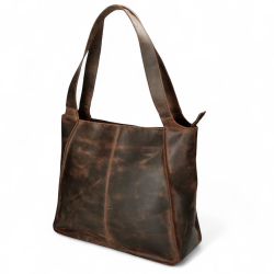 Hunter brun Elly shopper fra Leather design - Freja skind