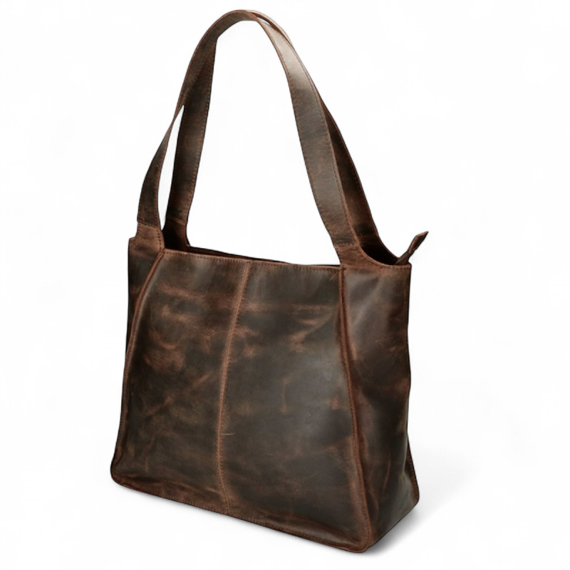 Hunter brun Elly shopper fra Leather design - Freja skind