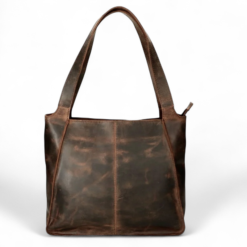Hunter brun Elly shopper fra Leather design - Freja skind